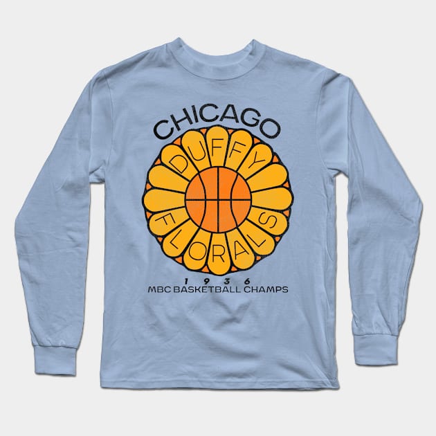 Defunct Chicago Duffy Florals Basketball Team Long Sleeve T-Shirt by Defunctland